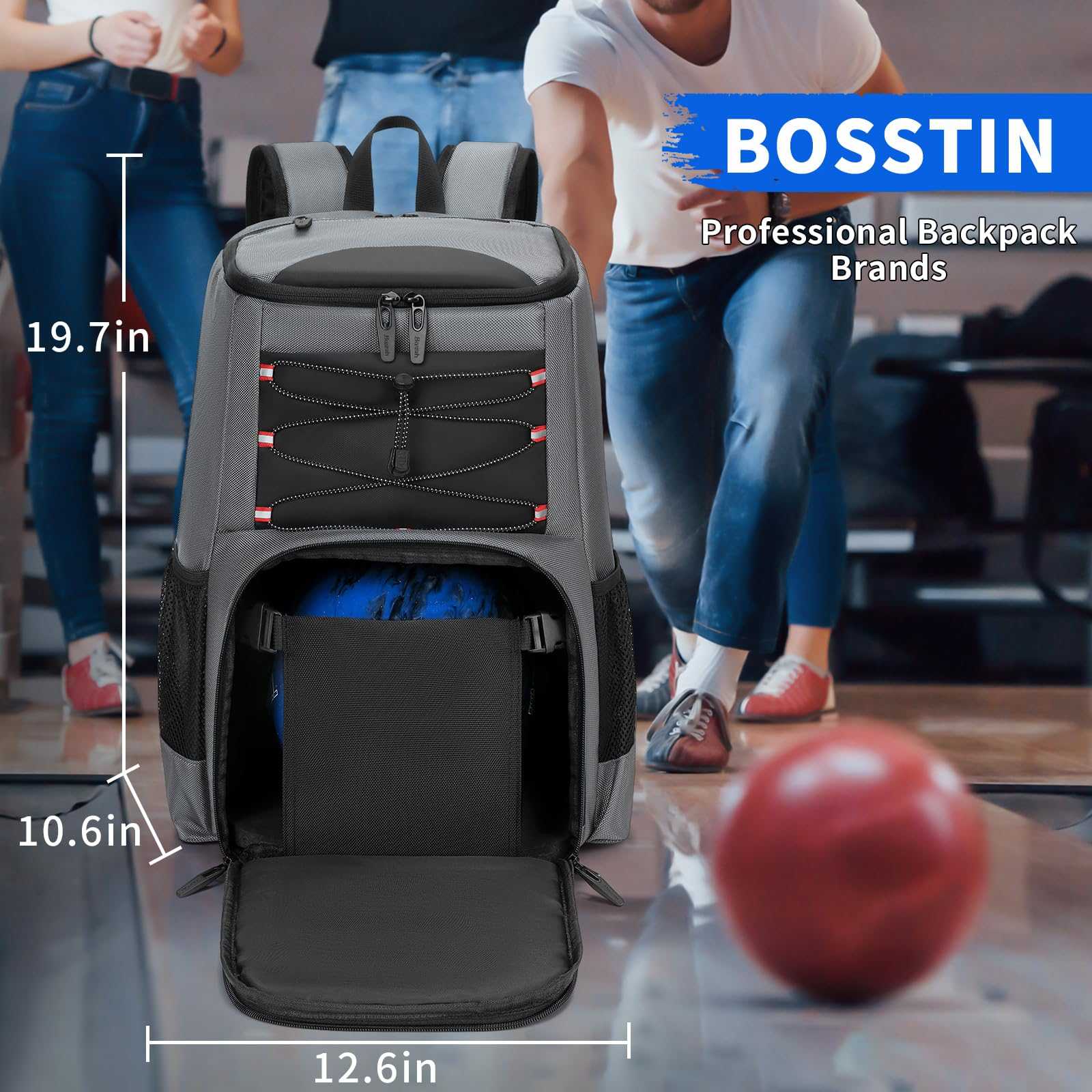 Bowling backpack with shoe compartment