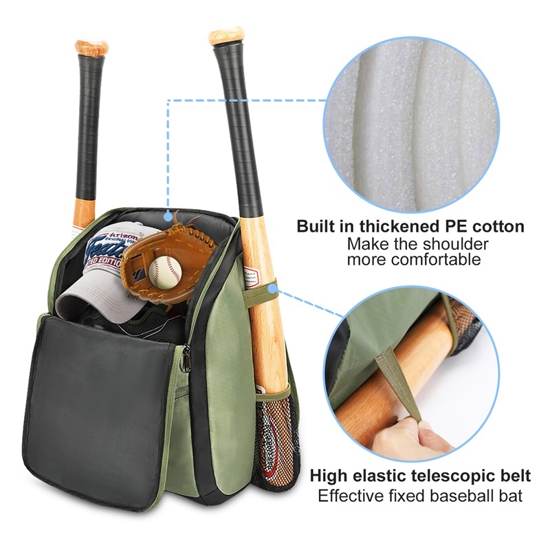 Basketball backpack holds bat and water bottle